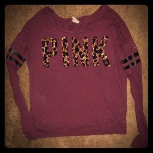 PINK long sleeve tee leopard bling!